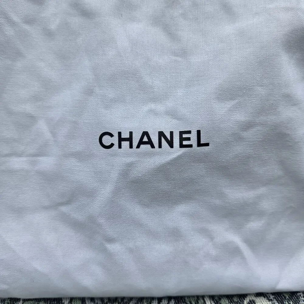 Chanel Cotton Drawstring Dust Bag Pouch White